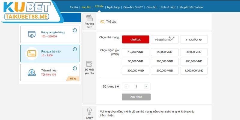 Quy trình rút tiền tại hệ thống Kubet chi tiết nhất